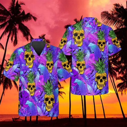 Purple Pineapple Skull Hawaiian Shirt