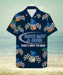 Race Day And Bud Light Beer Funny Hawaiian Shirt Tropical Flowers