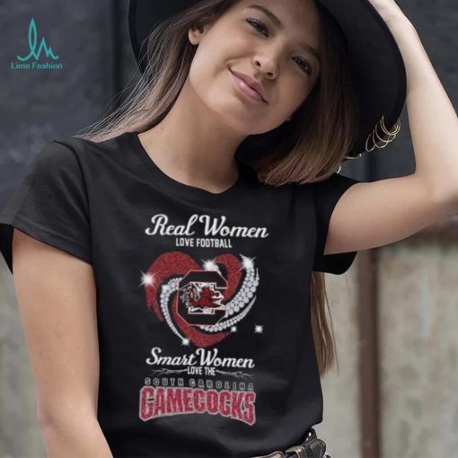 Real Women Love Football Smart Women Love The South Carolina Gamecocks 2023 Heart Diamond Shirt