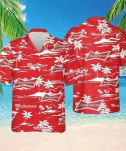 Red Aloha Budweiser Beer Funny Hawaiian Shirt Beach Pattern