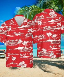 Red Aloha Budweiser Beer Funny Hawaiian Shirt Beach Pattern