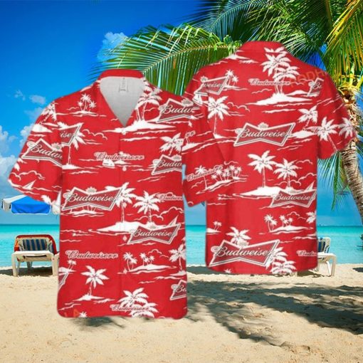 Red Aloha Budweiser Beer Funny Hawaiian Shirt Beach Pattern