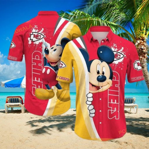 Red Aloha Mickey Mouse Disney NFL Kansas City Chiefs Funny Hawaiian Shirt