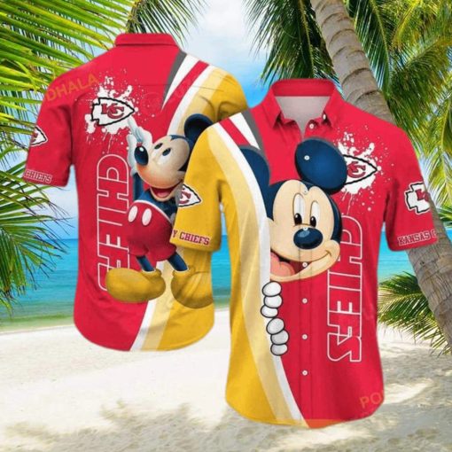 Red Aloha Mickey Mouse Disney NFL Kansas City Chiefs Funny Hawaiian Shirt