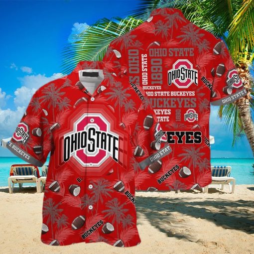 Red Aloha NCAA Ohio State Buckeyes Hawaiian Shirt Best Beach Gift