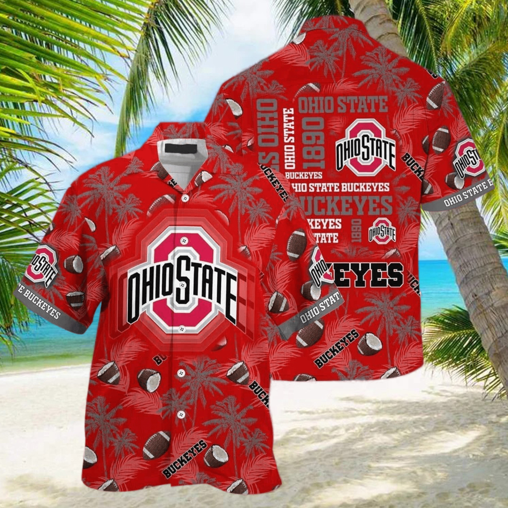 Red Aloha NCAA Ohio State Buckeyes Hawaiian Shirt Best Beach Gift - Limotees