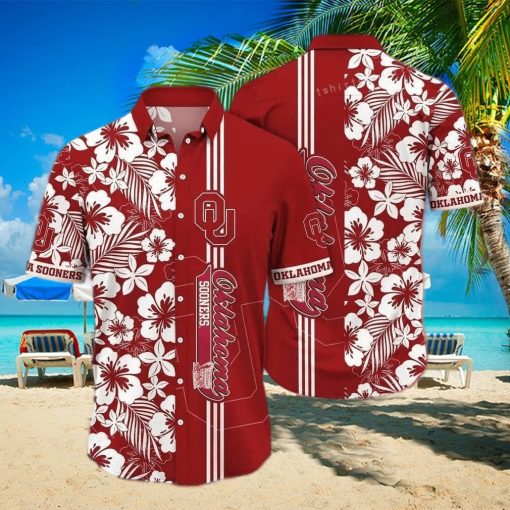 Red Aloha NCAA Oklahoma Sooners Hawaiian Shirt Gift For Beach Trip