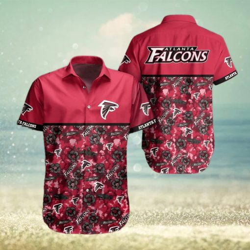 Red Aloha NFL Atlanta Falcons Hawaiian Shirt Small Flowers Pattern Beach Lovers Gift