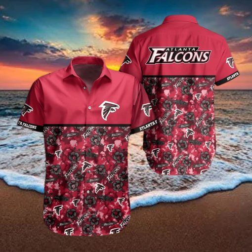 Red Aloha NFL Atlanta Falcons Hawaiian Shirt Small Flowers Pattern Beach Lovers Gift