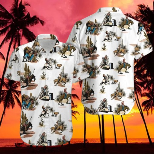 Rodeo Cowboy White Hawaiian Shirt