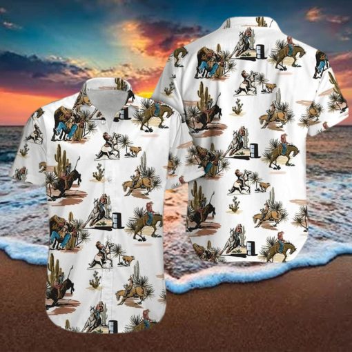 Rodeo Cowboy White Hawaiian Shirt