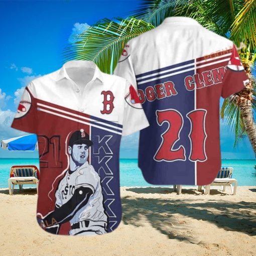 Roger Clemens 21 Boston Red Sox Funny Hawaiian Shirt Baseball Fans Gift