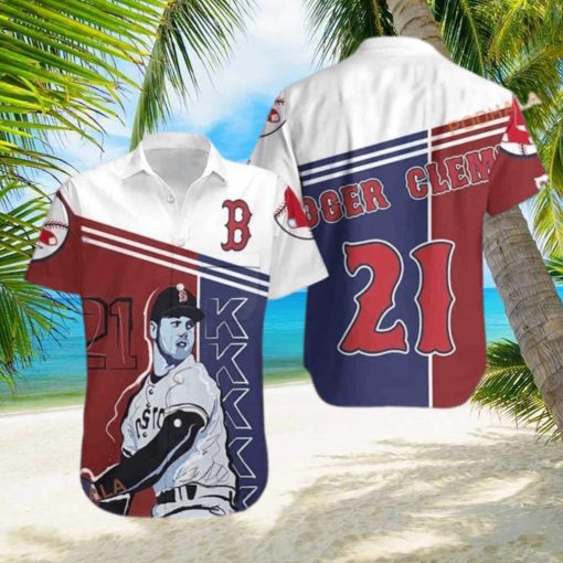 Roger Clemens 21 Boston Red Sox Funny Hawaiian Shirt Baseball Fans Gift