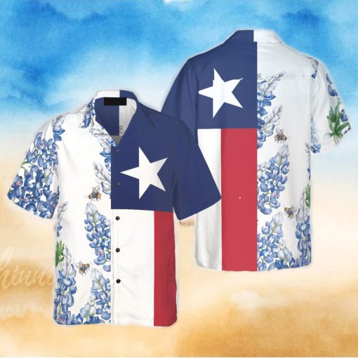 Royal Blue Bluebonnet Texas Hawaiian Shirt Vertical Version Proud Texas Shirt For Men