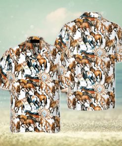 Running Wild Horse With Tribal Texture Hawaiian Shirt