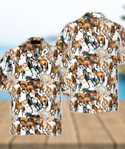 Running Wild Horse With Tribal Texture Hawaiian Shirt