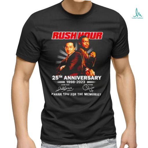 Rush Hour 25th anniversary 1998 2023 signatures thank you for the memories signature shirt