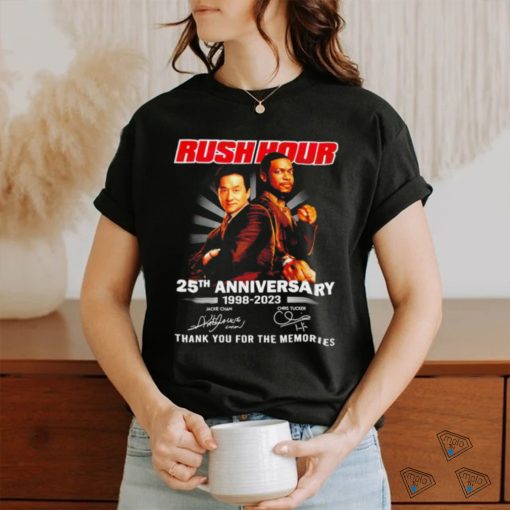 Rush Hour 25th anniversary 1998 2023 signatures thank you for the memories signature shirt