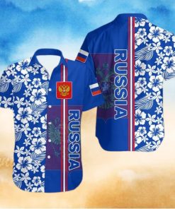 Russia Coat Of Arms Hibiscus Pattern Hawaiian Shirt