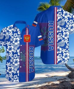 Russia Coat Of Arms Hibiscus Pattern Hawaiian Shirt