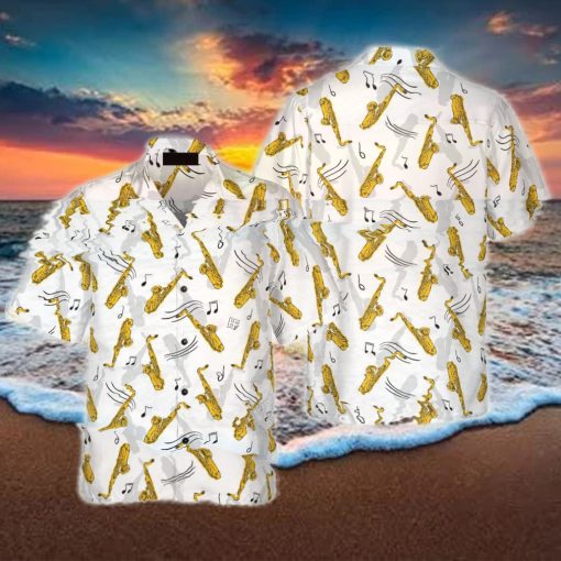 Saxophone Seamless Pattern Hawaiian Shirt Idea Summer Gift For Men And Women