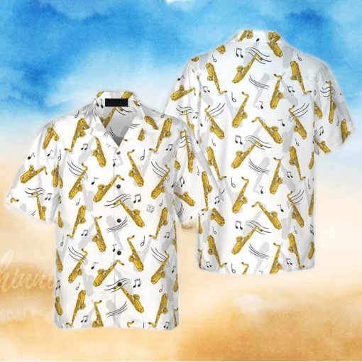 Saxophone Seamless Pattern Hawaiian Shirt Idea Summer Gift For Men And Women