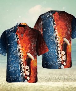 Saxophone With Water And Flame Hawaiian Shirt