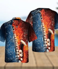 Saxophone With Water And Flame Hawaiian Shirt