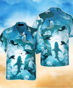 Scuba Diving With Sharks Hawaiian Shirt Idea Summer Gift For Men And Women