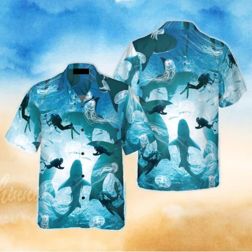 Scuba Diving With Sharks Hawaiian Shirt Idea Summer Gift For Men And Women