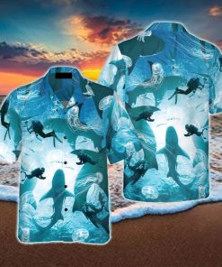 Scuba Diving With Sharks Hawaiian Shirt Idea Summer Gift For Men And Women