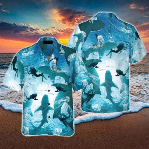 Scuba Diving With Sharks Hawaiian Shirt Idea Summer Gift For Men And Women