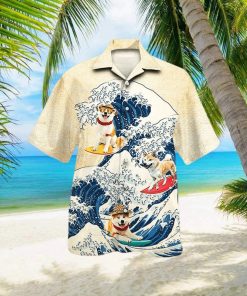 Shiba Inu Dog Lovers Wave 3D Hawaiian Shirt