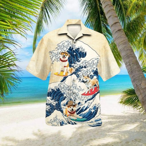 Shiba Inu Dog Lovers Wave 3D Hawaiian Shirt