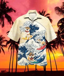 Shiba Inu Dog Lovers Wave 3D Hawaiian Shirt