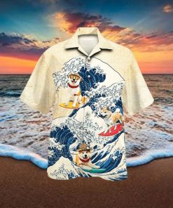 Shiba Inu Dog Lovers Wave 3D Hawaiian Shirt