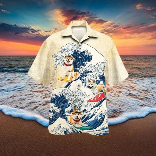 Shiba Inu Dog Lovers Wave 3D Hawaiian Shirt