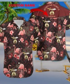 Shriners With Pink Bird Tropical Hawaiian Shirt