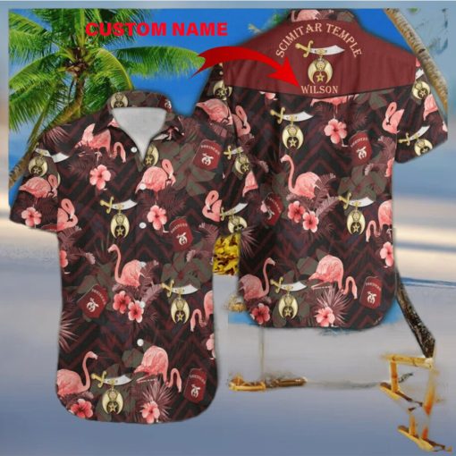 Shriners With Pink Bird Tropical Hawaiian Shirt