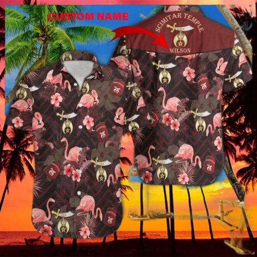 Shriners With Pink Bird Tropical Hawaiian Shirt