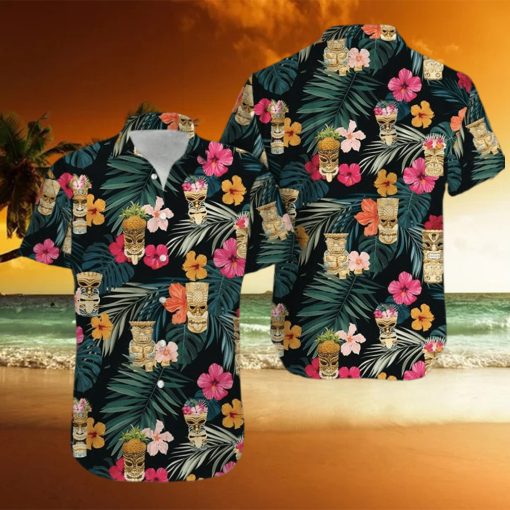 Simple Tiki Summer Vibe Tropical Green Black Unisex Hawaiian Shirts