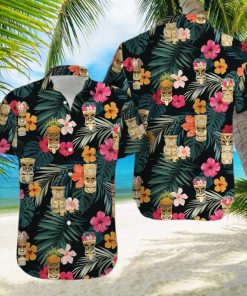 Simple Tiki Summer Vibe Tropical Green Black Unisex Hawaiian Shirts