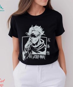 Siyah Renk Geniş Kesim Gojo Satoru Jujutsu Kaisen Baskılı Unisex Geniş Kalıp Anime T shirt