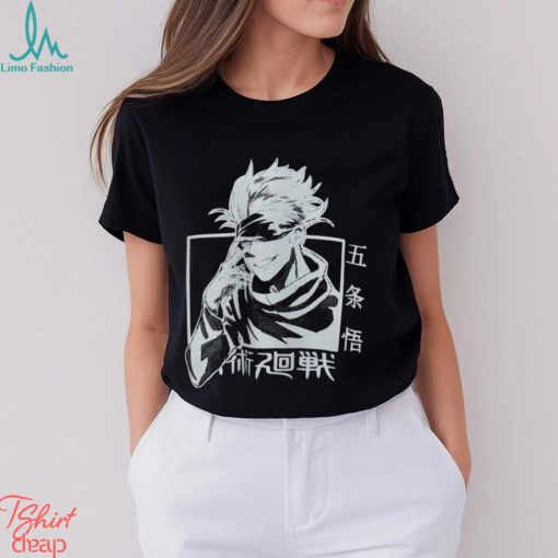 Siyah Renk Geniş Kesim Gojo Satoru Jujutsu Kaisen Baskılı Unisex Geniş Kalıp Anime T shirt