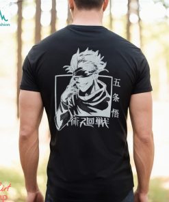 Siyah Renk Geniş Kesim Gojo Satoru Jujutsu Kaisen Baskılı Unisex Geniş Kalıp Anime T shirt