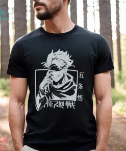 Siyah Renk Geniş Kesim Gojo Satoru Jujutsu Kaisen Baskılı Unisex Geniş Kalıp Anime T shirt