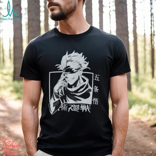 Siyah Renk Geniş Kesim Gojo Satoru Jujutsu Kaisen Baskılı Unisex Geniş Kalıp Anime T shirt