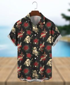 Skull And Roses Polyester Hawaiian Shirt