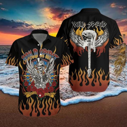 Skull Play Guitar Wild Spirit Hawaiian Aloha Shirts