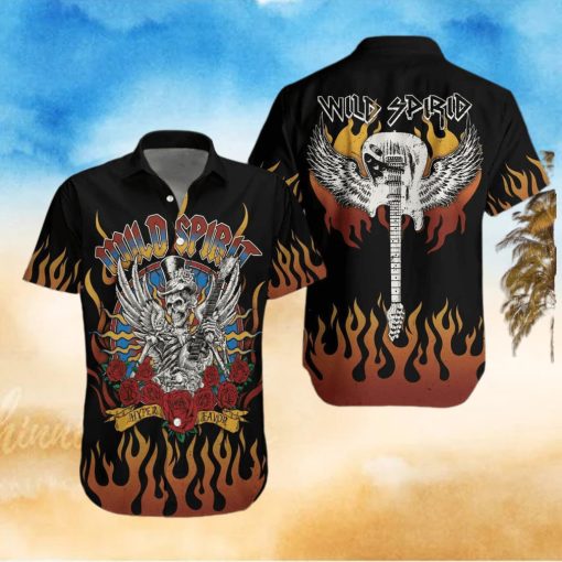 Skull Play Guitar Wild Spirit Hawaiian Aloha Shirts